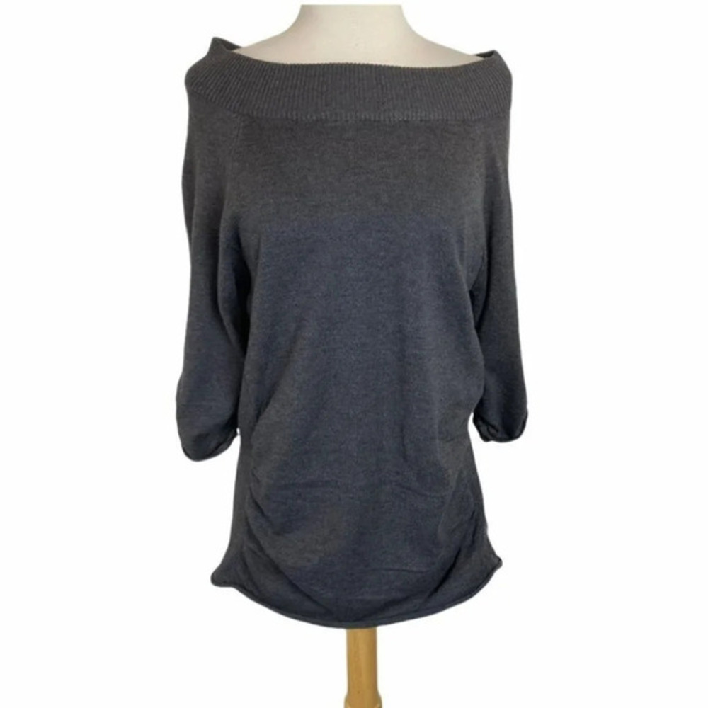 oneA 1X gray sweater with ruching‎